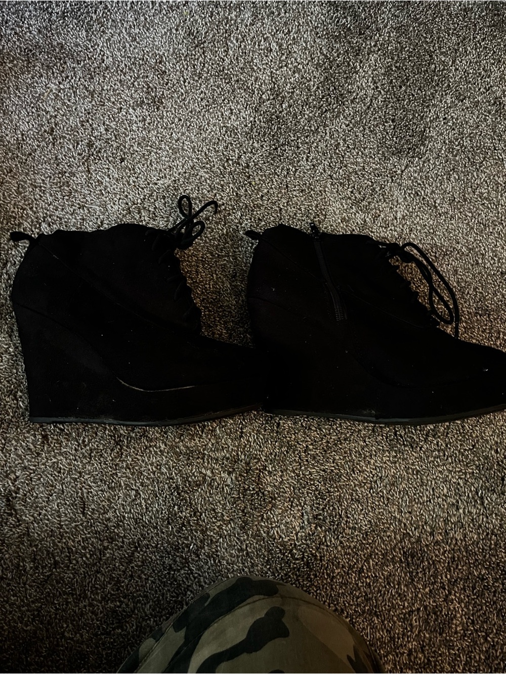 Women’s Black Lace-Up Wedge Ankle Boots